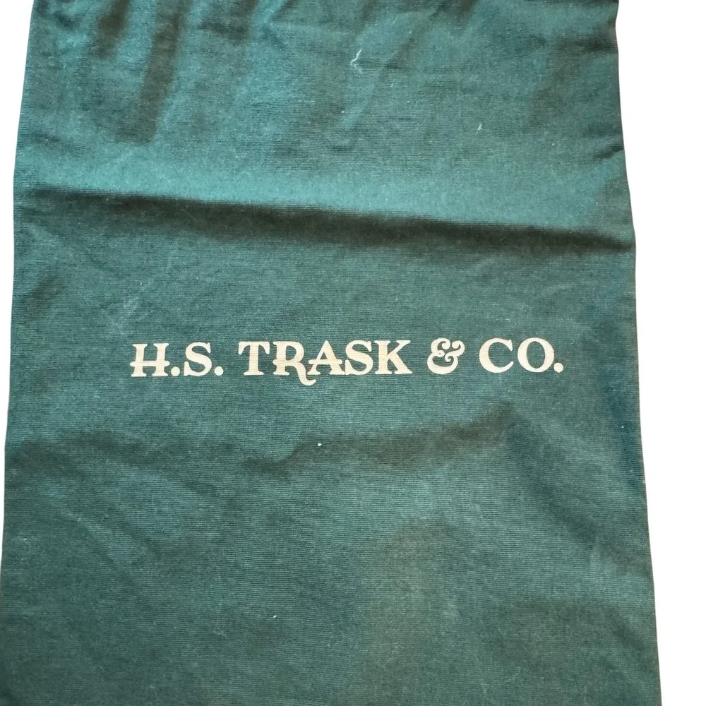 H.S. Trask & Co. Shoe Dust Bag Green Canvas Drawstring Leather Tab Storage Large